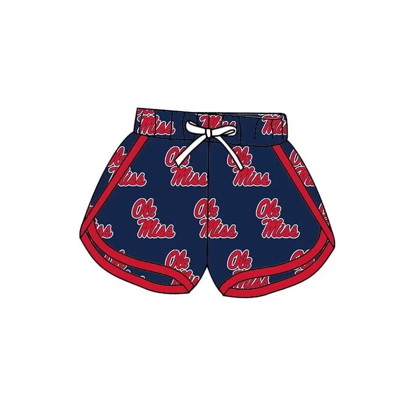 (Custom Design Preorder MOQ 5) Team's Ole Miss Print Kids Summer Shorts