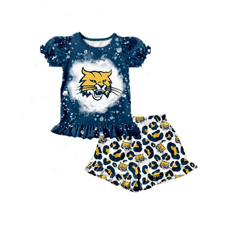 (Custom Design Preorder MOQ 5) Team's Leopard Print Girls Summer Clothes Set