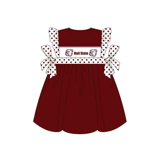 (Custom Design Preorder MOQ 5) Team's Hail State Print Girls Knee Length Summer Dress