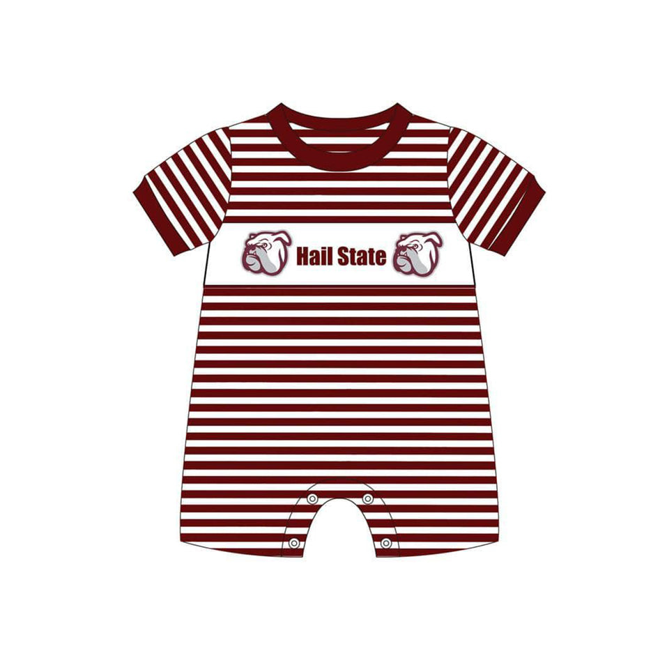 (Custom Design Preorder MOQ 5)  Team's Hail State Print Baby Boys Summer Romper