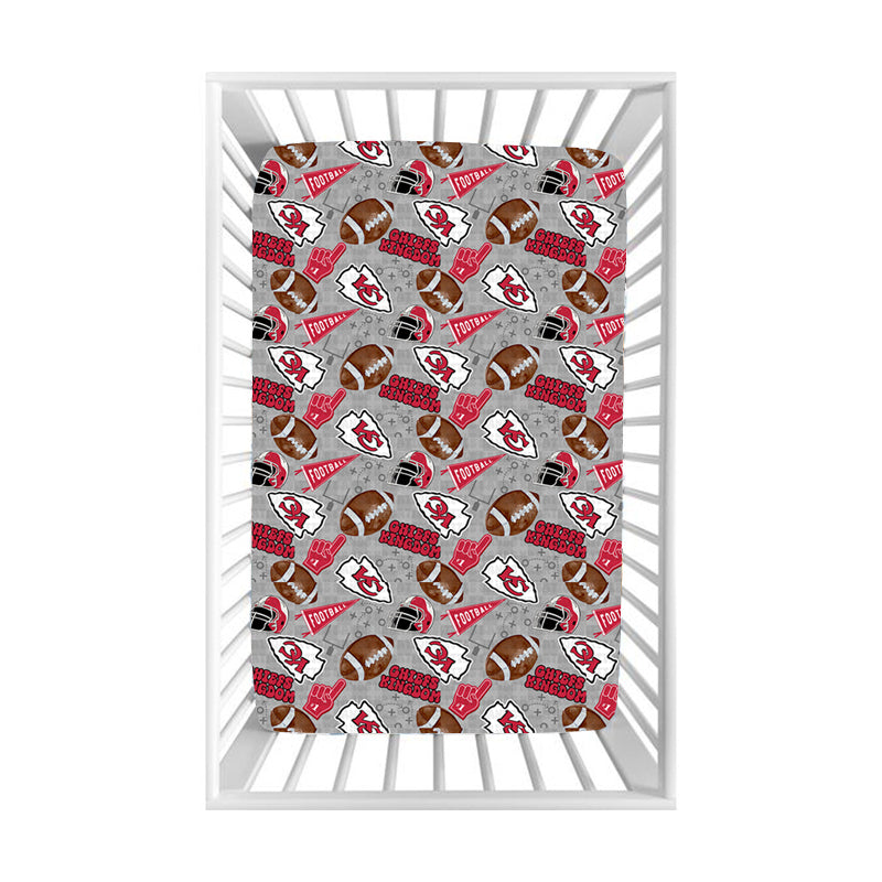 (Custom Design Preorder MOQ 5) Team's KC Gray Print Baby Bed Sheets