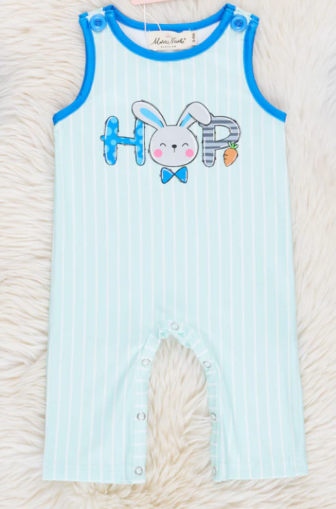 (Custom Design Preorder MOQ 5) Bunny HOP Print Baby Boys Easter Romper