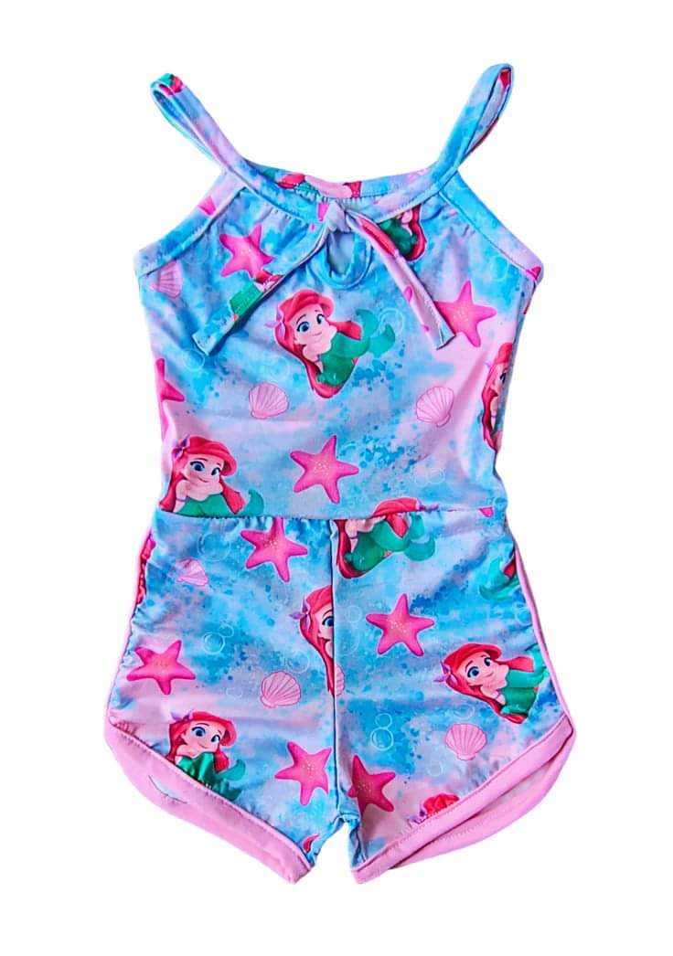 (Custom Design Preorder MOQ 5)  Mermaid Print Girls 1 Piece Swimsuits