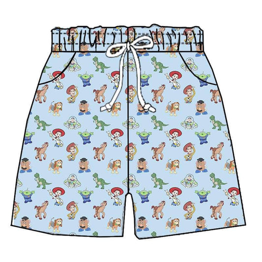 (Custom Design Preorder MOQ 5) Cartoon Toys Print Kids Summer Shorts