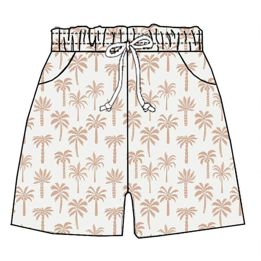 (Custom Design Preorder MOQ 5) Coconut Tree Print Kids Summer Shorts