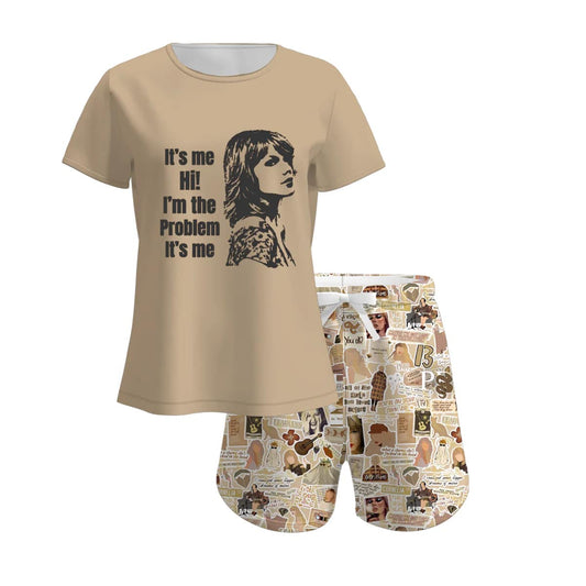 (Custom Design Preorder MOQ 5) It's Me Singer Swiftie Print Girls Summer Clothes Set