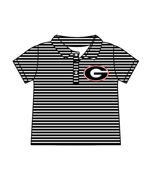 (Custom Design Preorder MOQ 5)  Team's Georgia Stripes Print Boys Summer Polo Tee Shirts Top