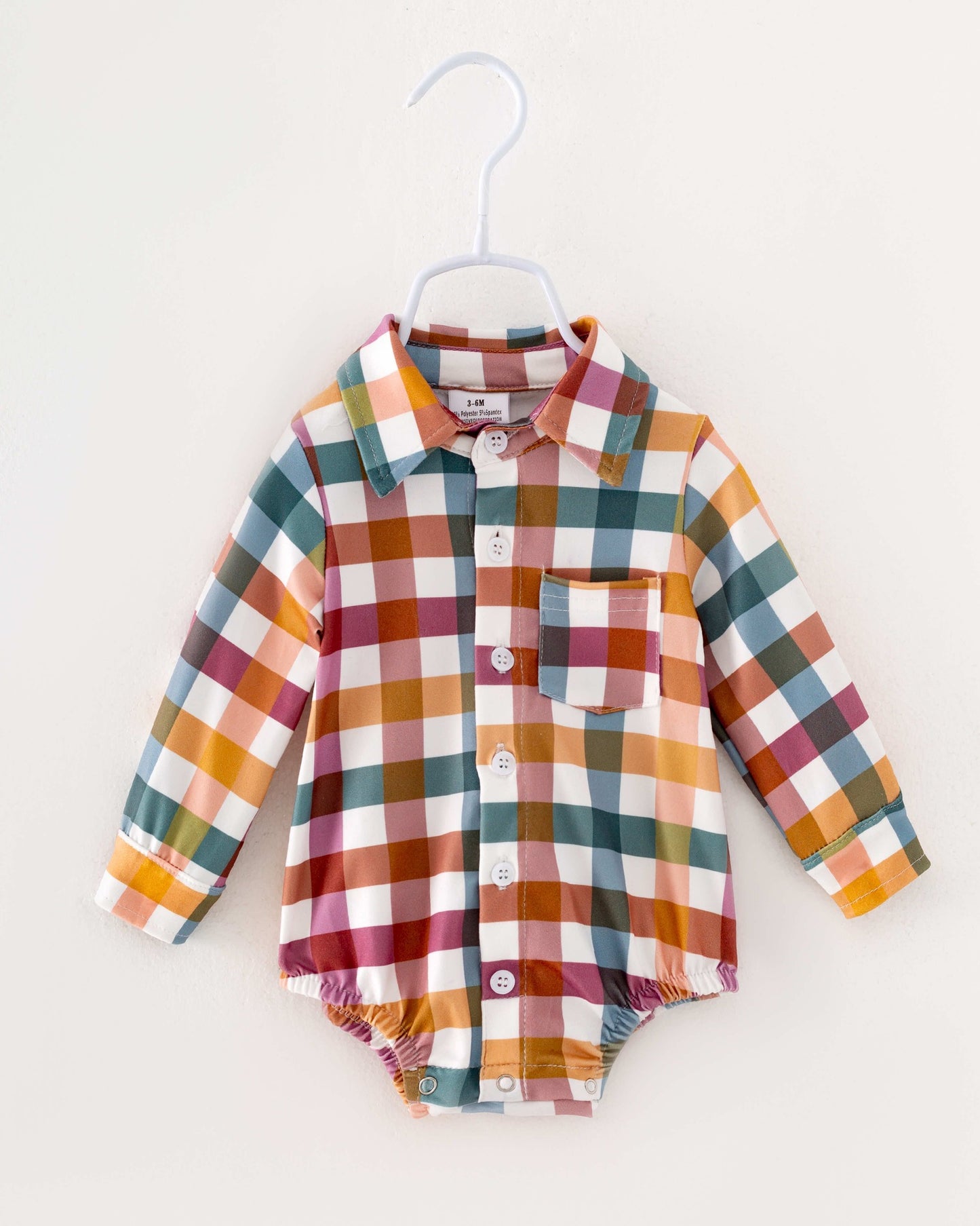 (Custom Design Preorder MOQ 5) Blue Wine Orange Plaid Print Baby Boys Fall Romper