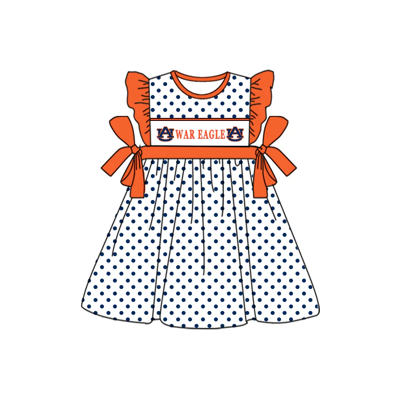 (Custom Design Preorder MOQ 5)  Team's WAR EAGLE Print Girls Knee Length Dress