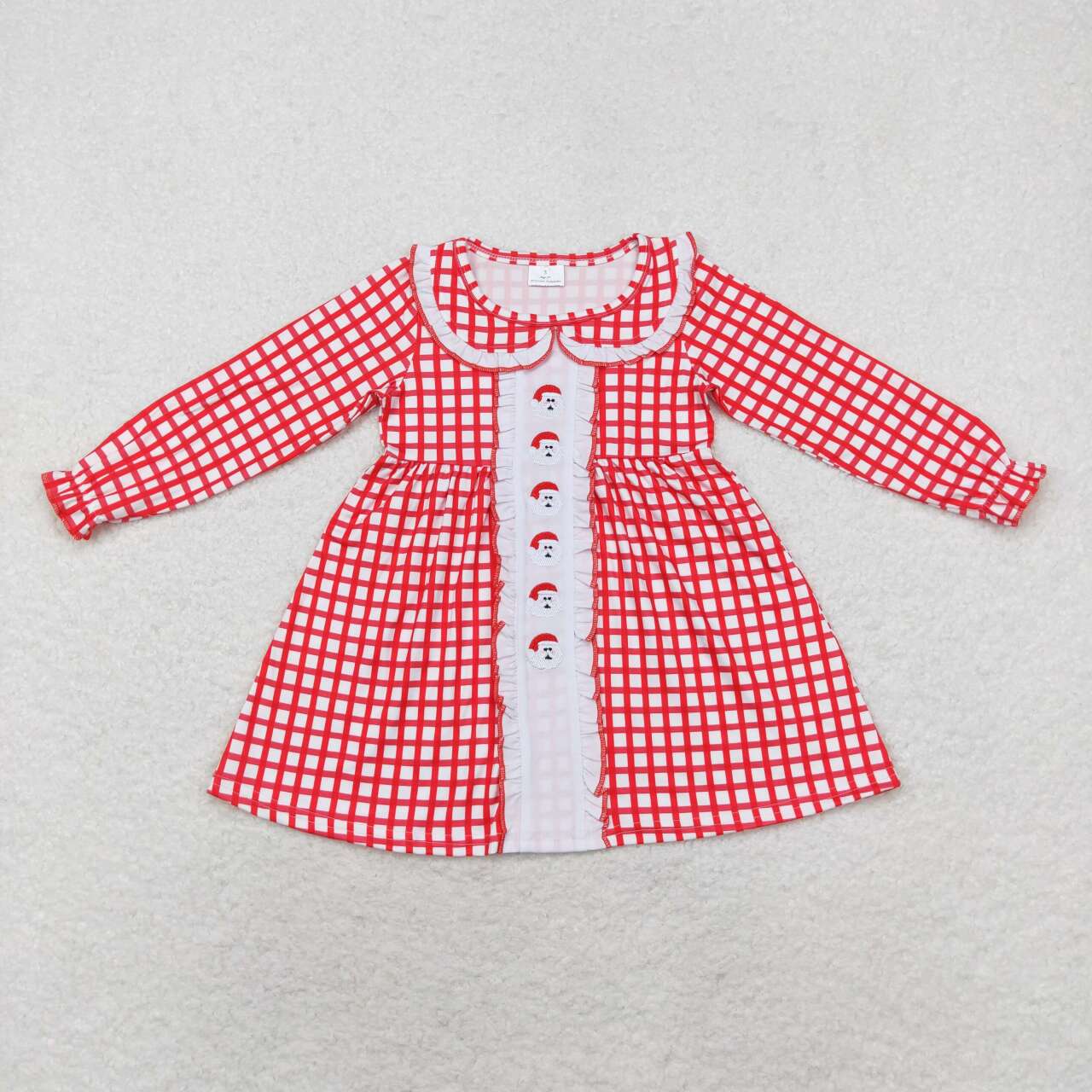 Santa Embroidery Plaid Print Sister Christmas Matching Clothes