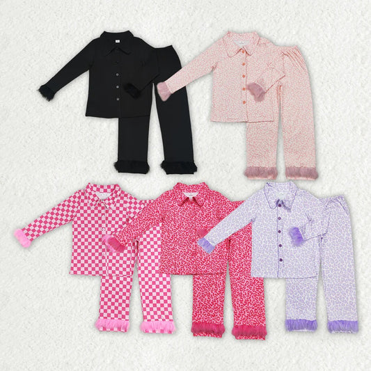 5 Colors Adult Fall Buttons Fur Pajamas Woman Clothes Set