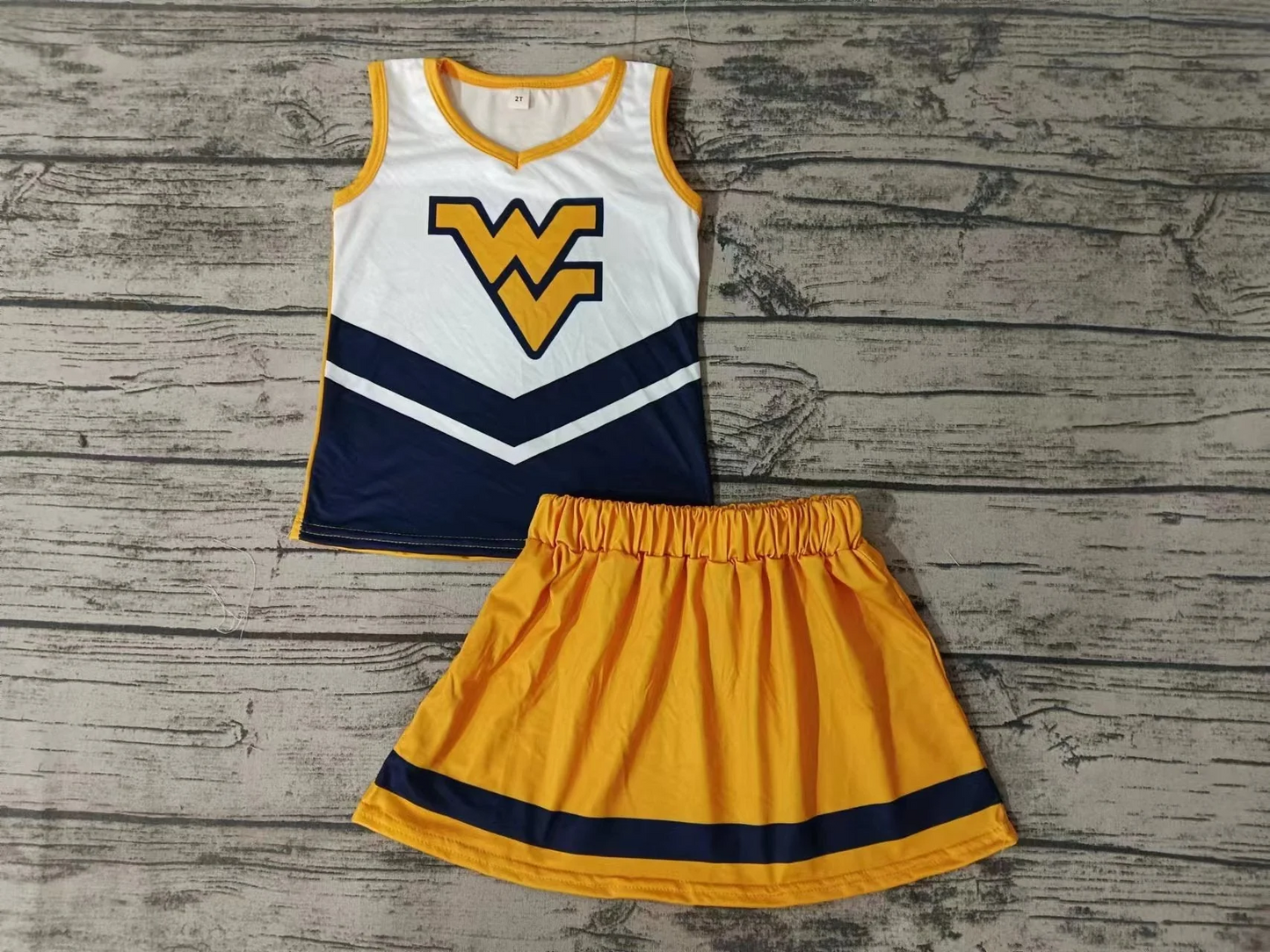 (Custom Design Preorder MOQ 5)  Team's WV Print Girls Summer Skirts Clothes Set