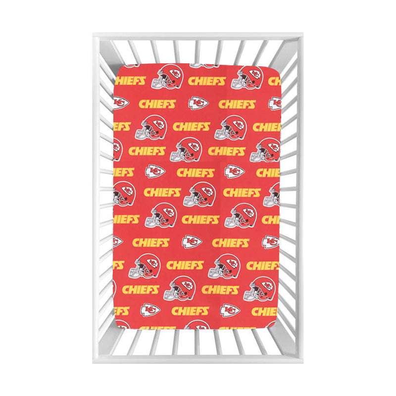 (Custom Design Preorder MOQ 5) Team's KC Red Yellow Print Baby Bed Sheets