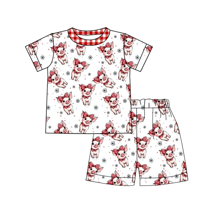 (Custom Design Preorder MOQ 5 Each Design) Pig Flowers Print Family Summer Matching Clothes