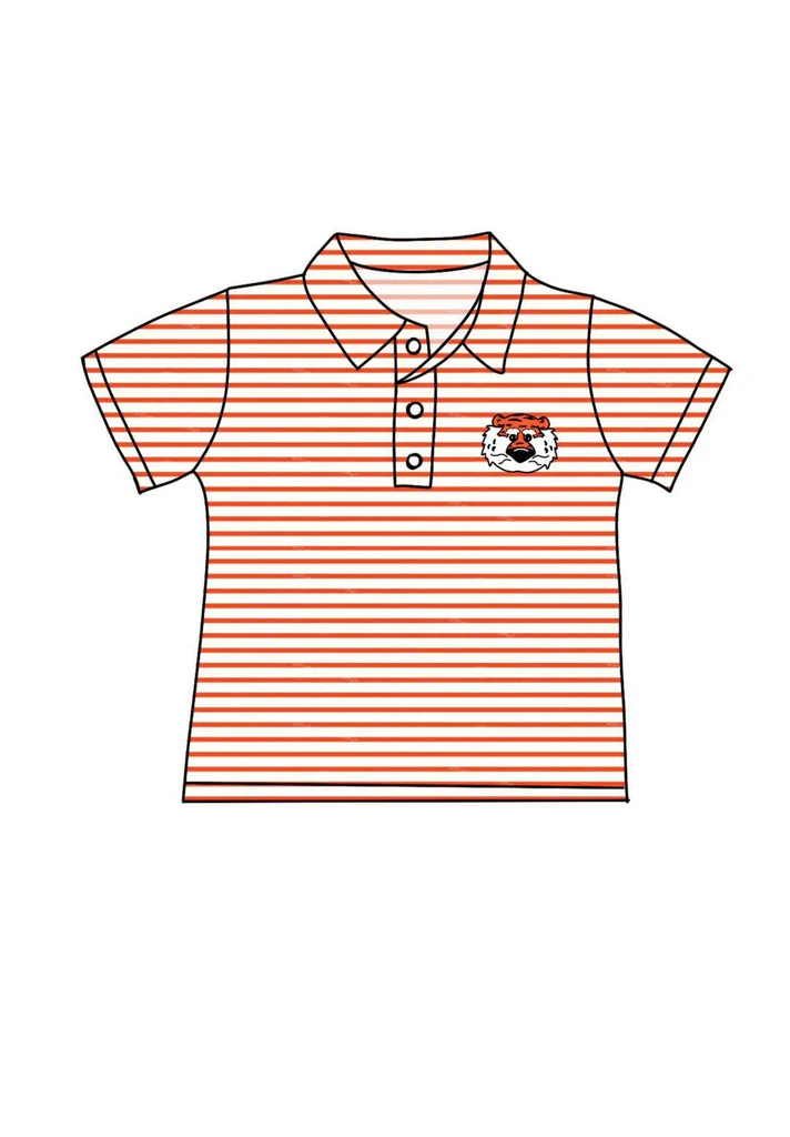 (Custom Design Preorder MOQ 5)  Team's Tiger Print Boys Summer Polo Tee Shirts Top