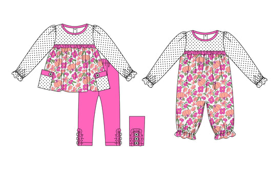 5.22(Custom Design Preorder MOQ 5 Each Design) Pumpkin Flowers Print Girls Fall Matching Clothes Sisters Wear