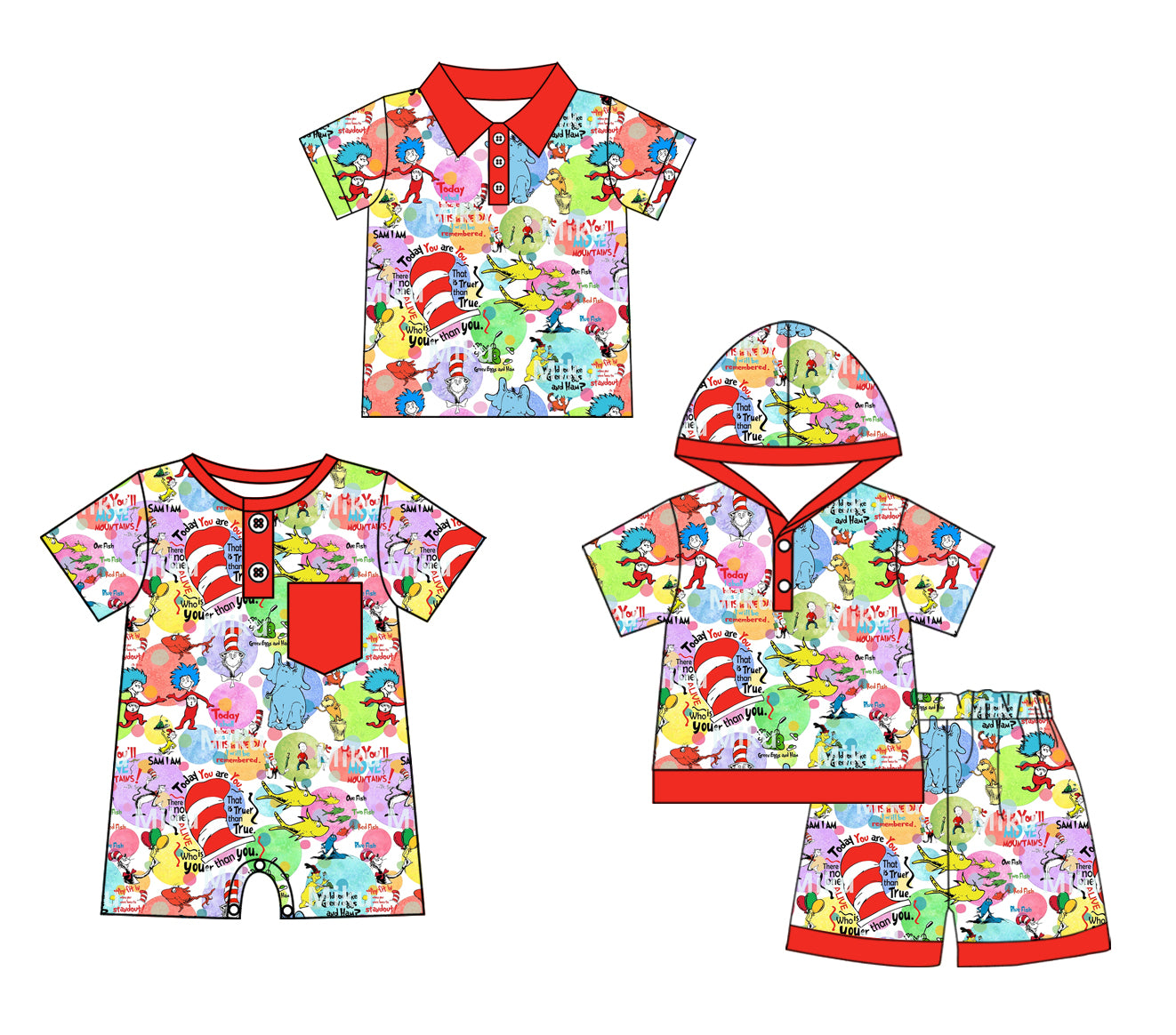 11.28(Custom Design Preorder MOQ 5 Each Design) Dr.Reading Colorful Print Boys Summer Matching Clothes Brothers Wear