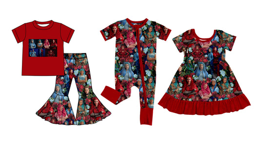 11.20(Custom Design Preorder MOQ 5 Each Design) Cartoon Princess Descendant* Print Girls Matching Clothes Sisters Wear