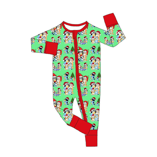 (Custom Design Preorder MOQ 5) Cartoon Mouse Print Baby Bamboo Christmas Sleeper Zipper Romper