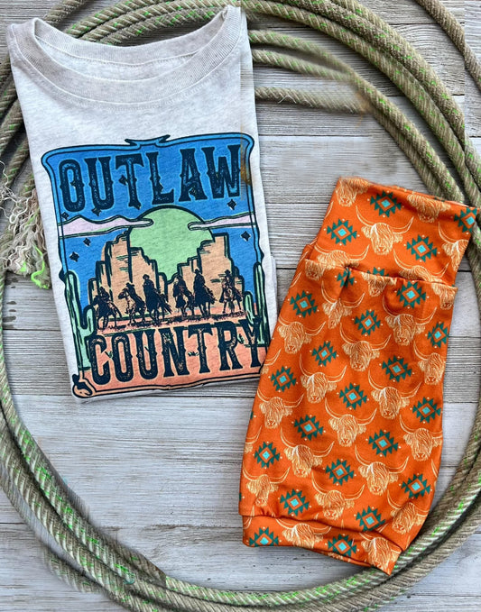 (Custom Design Preorder MOQ 5) Highland Cow Aztec Shorts Boys Western Clothes Set