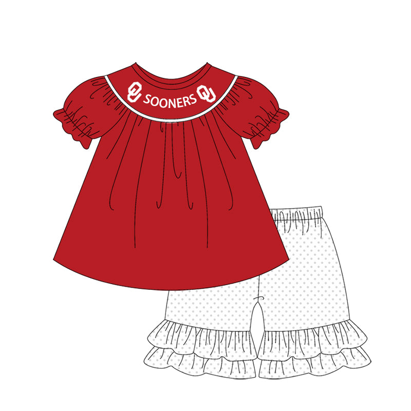1.7(Custom Design Preorder MOQ 5 Each Design) Team's SOONERS Print Kids Summer Matching Clothes Sibling Wear