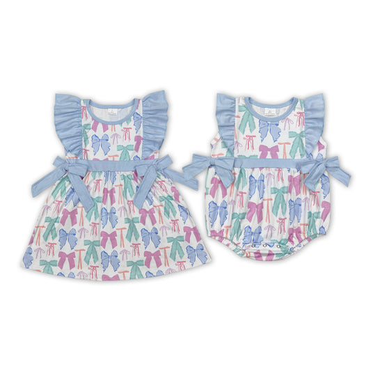 Colorful Bows Print Sisters Summer Matching Clothes