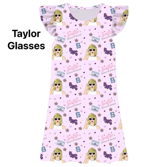 (Custom Design Preorder MOQ 5) Singer Swiftie Print Girls Summer Knee Length Dress