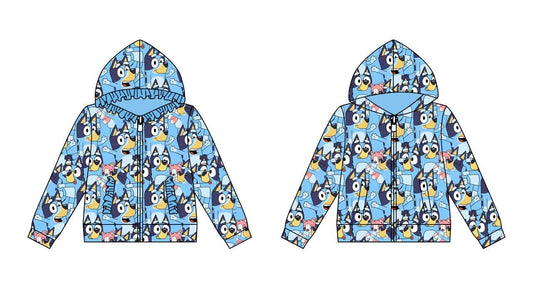 (Custom Design Preorder MOQ 5 ) Cartoon Dog Print Boys Fall Zipper Hoodie Top