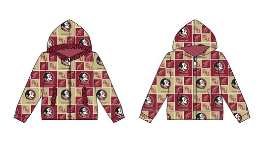 (Custom Design Preorder MOQ 5 ) Team's FSU Print Boys Fall Zipper Hoodie Top