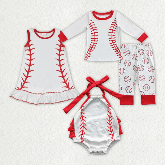 Baseball White Print Sibling Matching Clothes