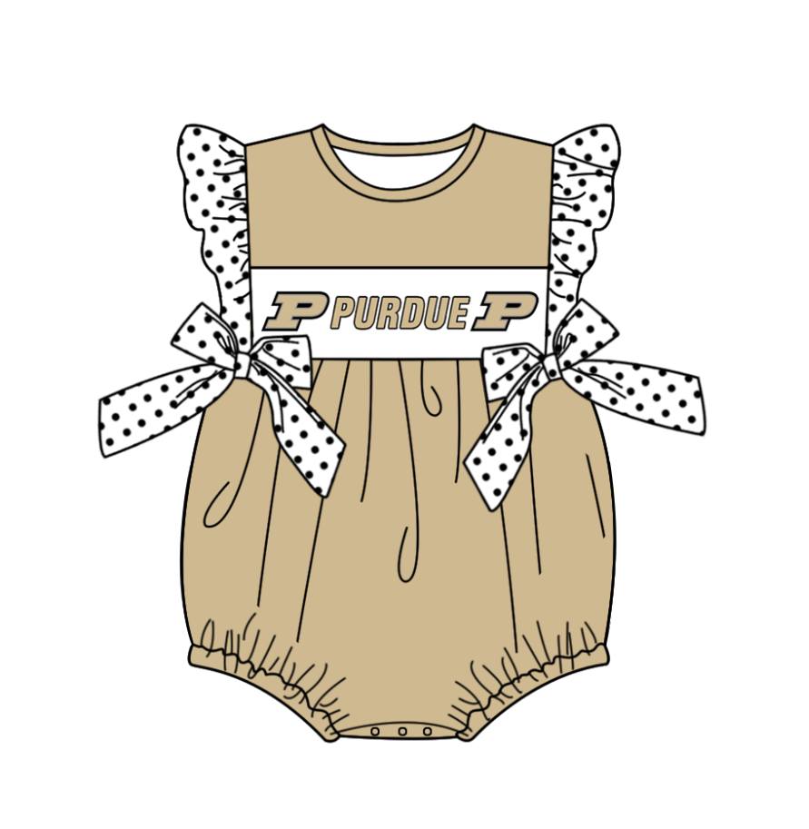 1.15(Custom Design Preorder MOQ 5 Each Design) Team's PURDUE Print Kids Summer Matching Clothes Sibling Wear