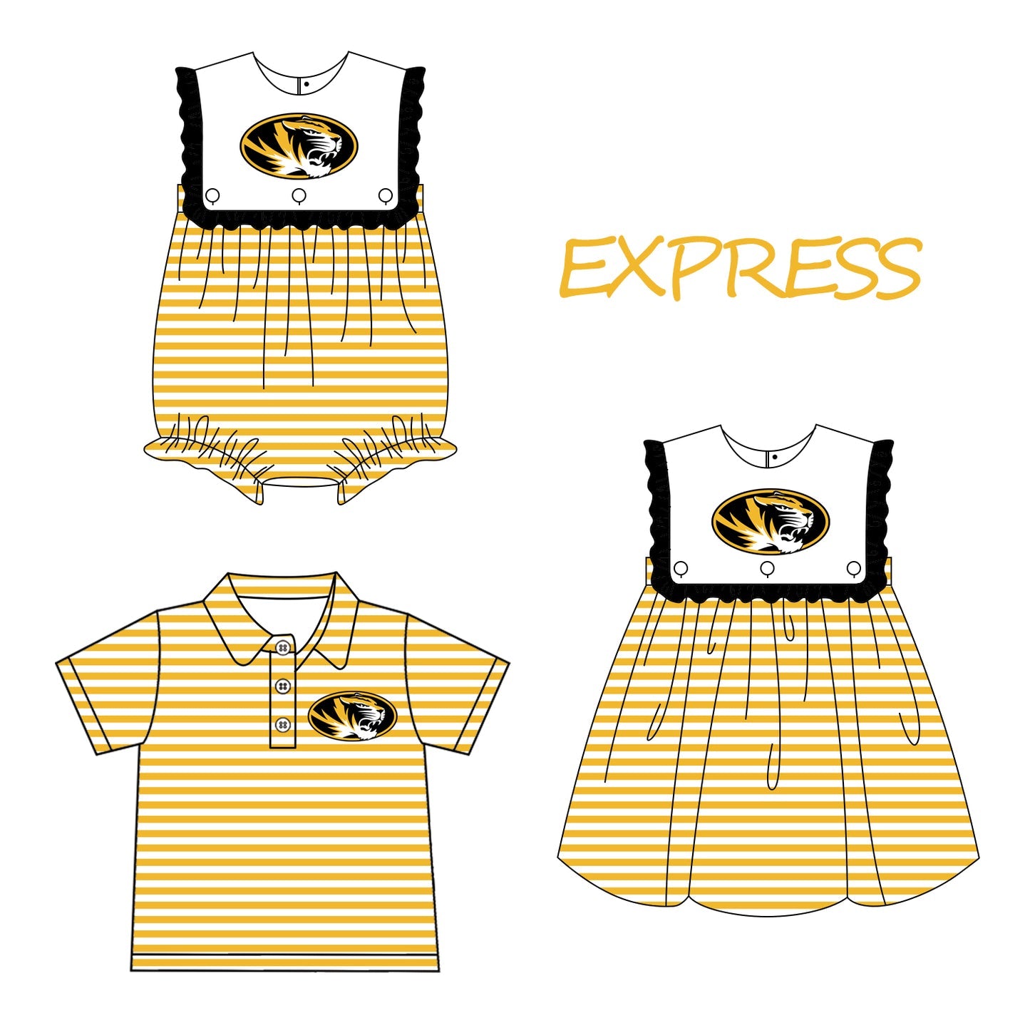 (Custom Design Preorder MOQ 5 Each Design) Team's Express Print Kids Summer Matching Clothes Sibling Wear