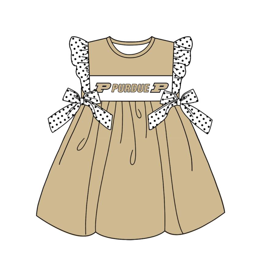 1.15(Custom Design Preorder MOQ 5 Each Design) Team's PURDUE Print Kids Summer Matching Clothes Sibling Wear