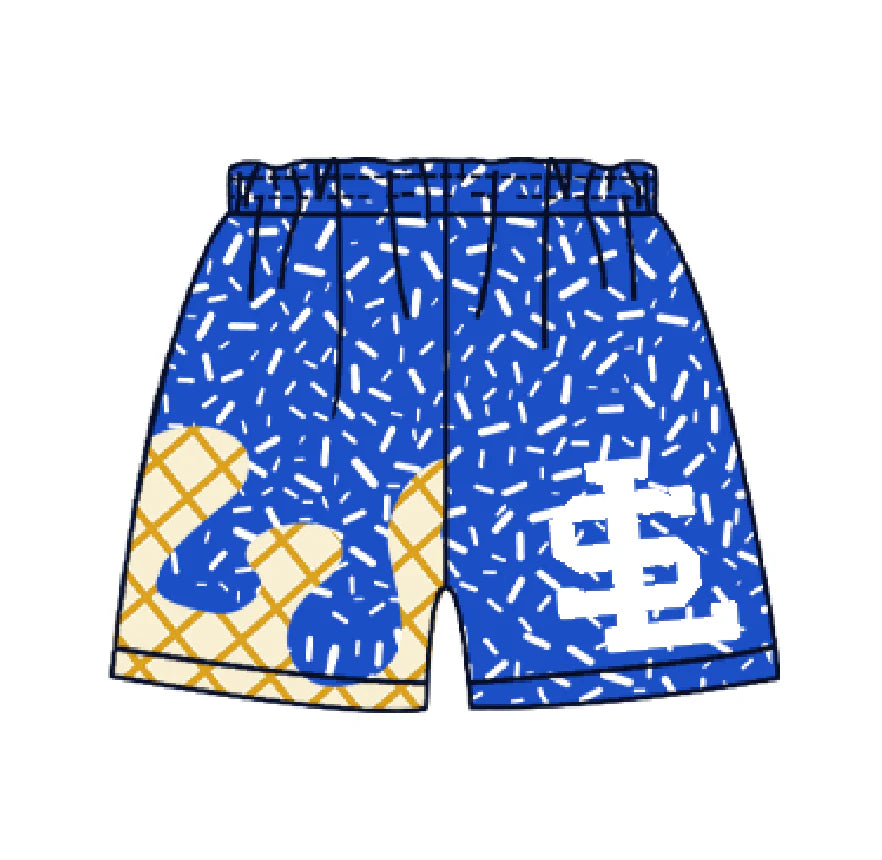 (Custom Design Preorder MOQ 5 Each Design) Team's South Lafourche Blue Sprinkles Print Summer Bottom Shorts Mom and Me Matching Clothes