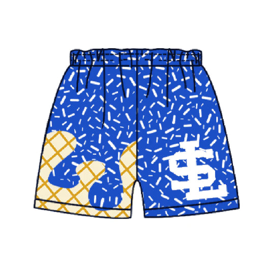(Custom Design Preorder MOQ 5 Each Design) Team's South Lafourche Blue Sprinkles Print Summer Bottom Shorts Mom and Me Matching Clothes