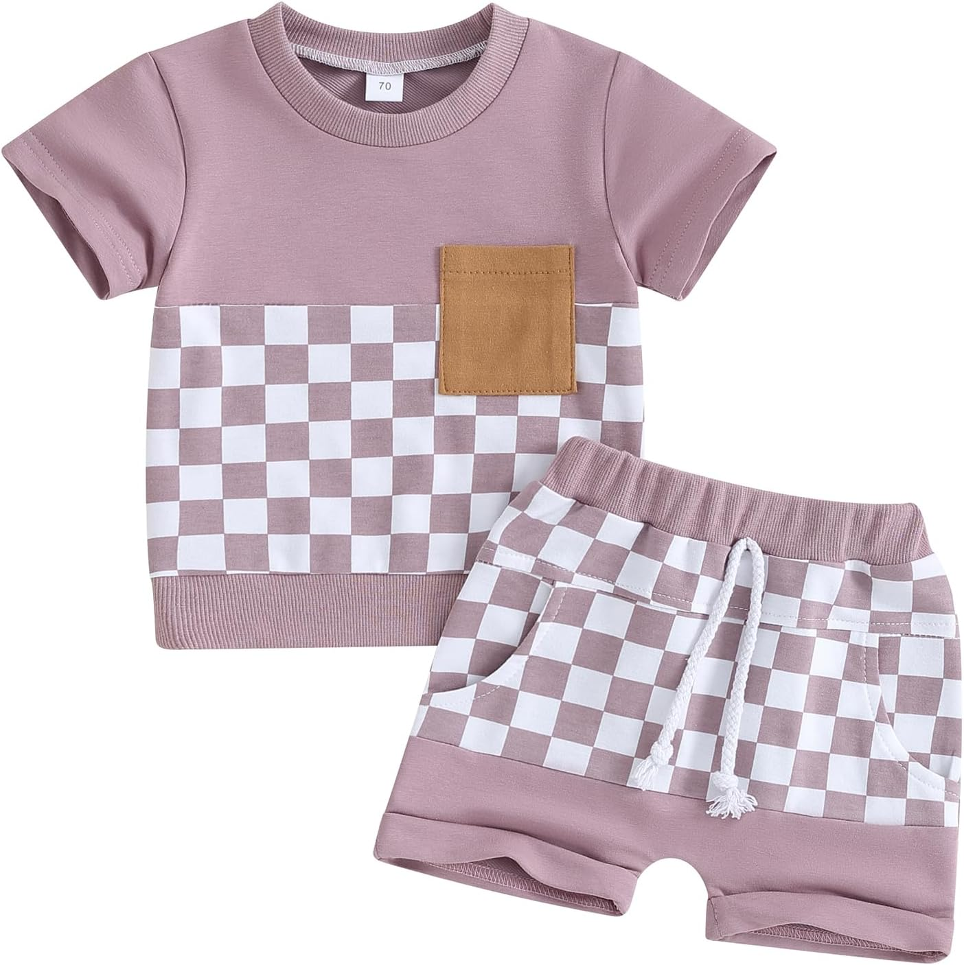 (Custom Design Preorder MOQ 5) Purple Pocket Top Shorts Girls Clothes Set