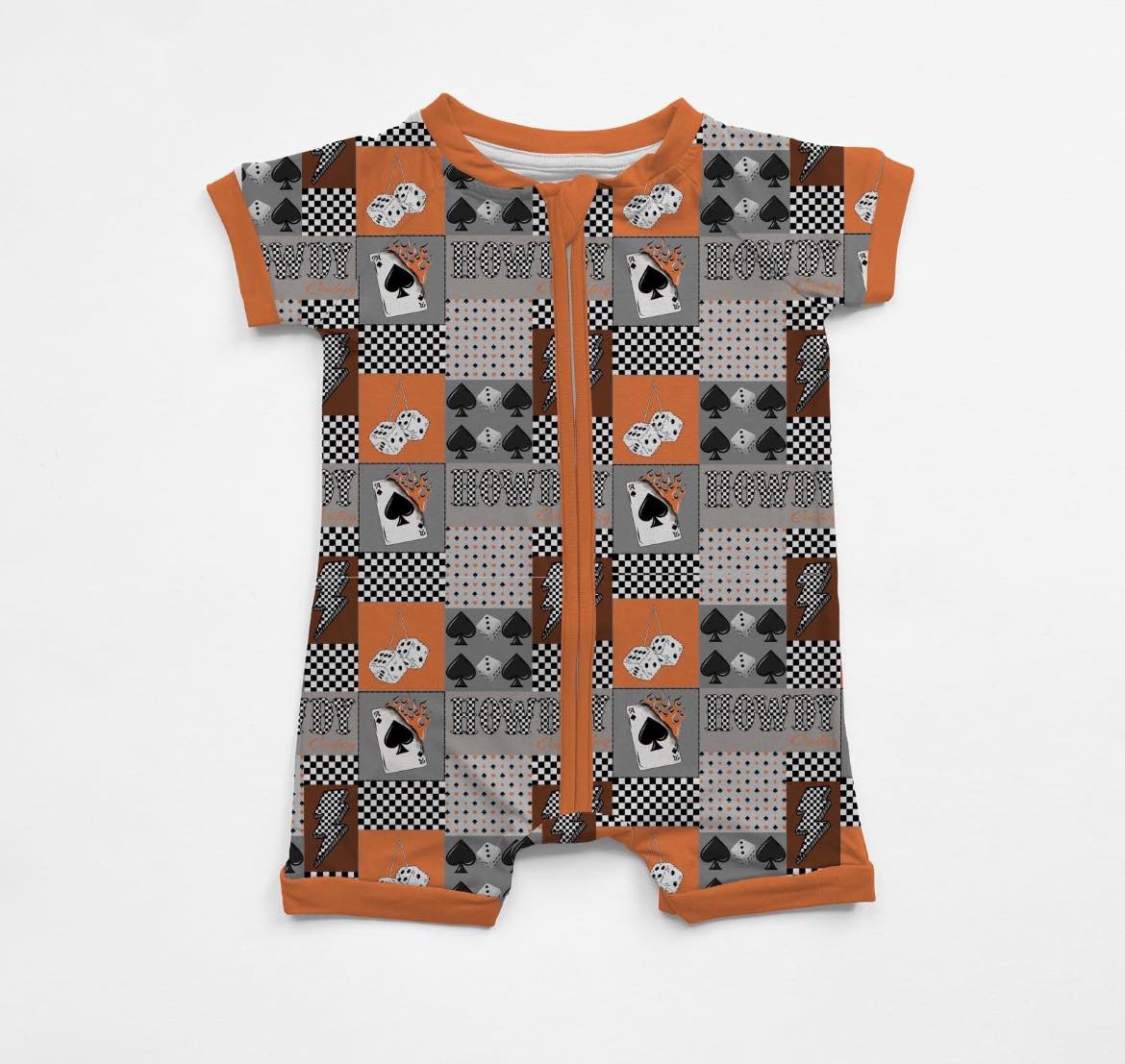 (Custom Design Preorder MOQ 5) Howdy Print Baby Summer Zipper Romper