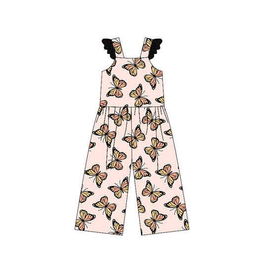 (Custom Design Preorder MOQ 5) Butterfly Print Girls Summer Jumpsuits