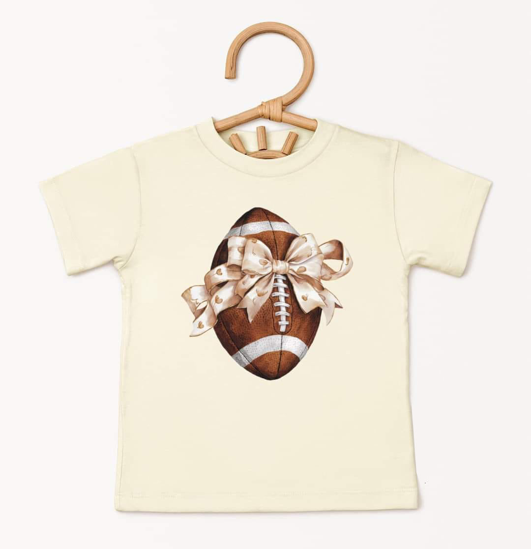 (Custom Design Preorder MOQ 5) Football Bows Print Girls Tee Shirts Top