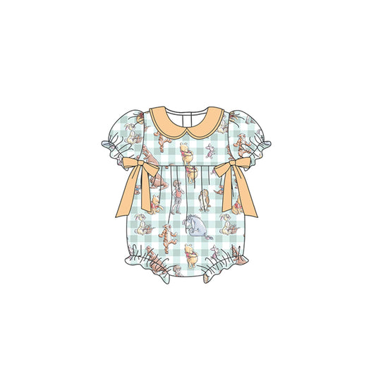 (Custom Design Preorder MOQ 5) Cartoon Animals Print Baby Girls Summer Romper