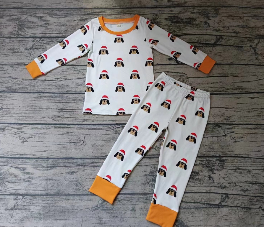 (Custom Design Preorder MOQ 5)  Team's Orange T Print Boys Pajamas Clothes Set