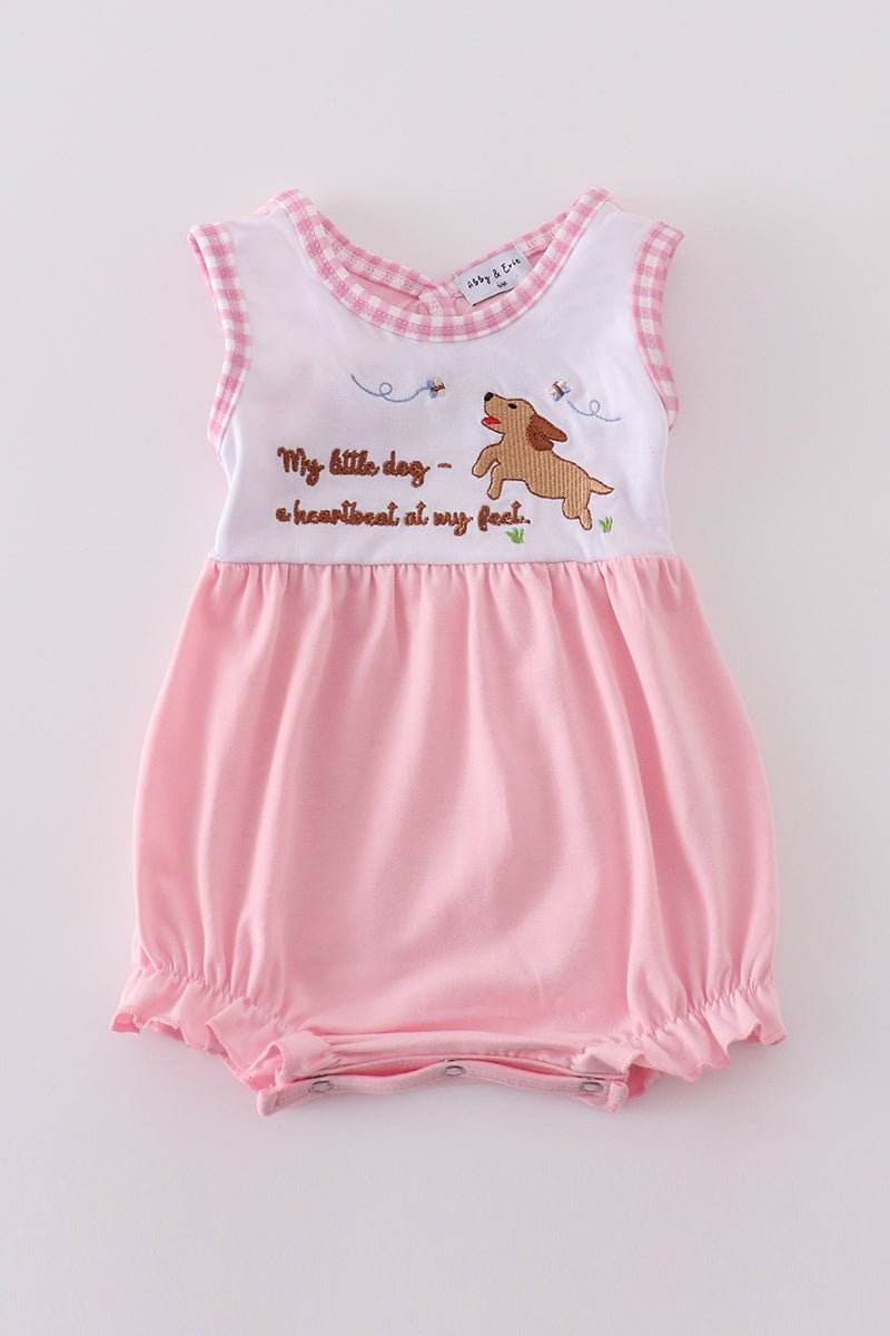 (Custom Design Preorder MOQ 5) Dog Print Baby Girls Summer Backless Romper