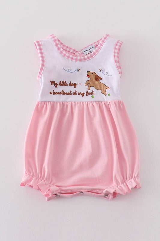 (Custom Design Preorder MOQ 5) Dog Print Baby Girls Summer Backless Romper