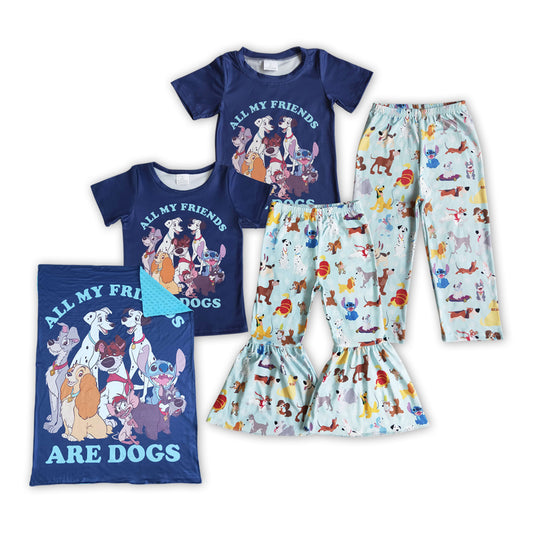 Cartoon Dog Print Kids Clothes Sibling Matching Clothes