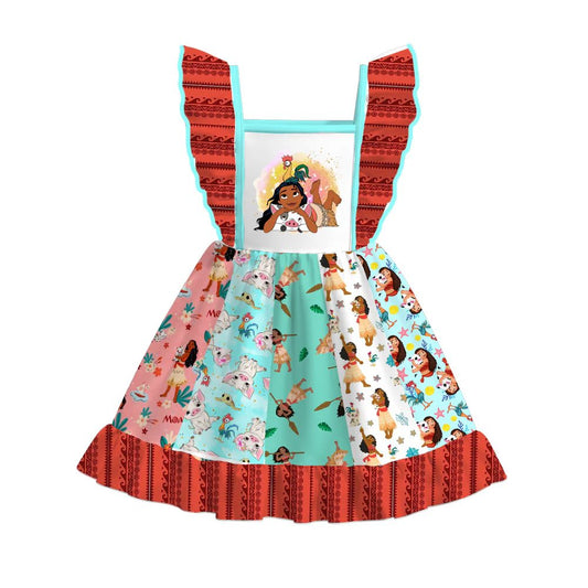 (Custom Design Preorder MOQ 5) Cartoon Princess Moan* Print Girls Summer Knee Length Dress