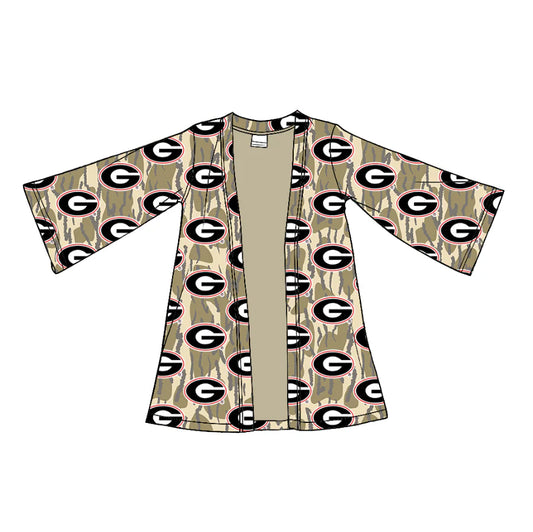 (Custom Design Preorder MOQ 5 Each Item) Team's Georgia Camo Print Girls Fall Cardigan Top