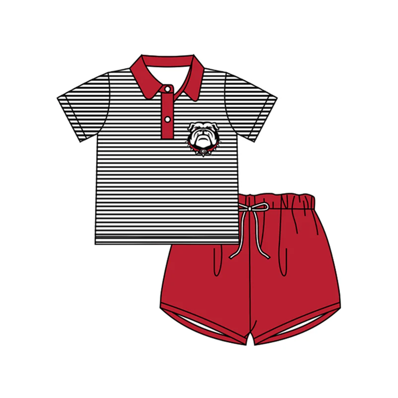 (Custom Design Preorder MOQ 5) Team's Dog Print Boys Summer Clothes Set