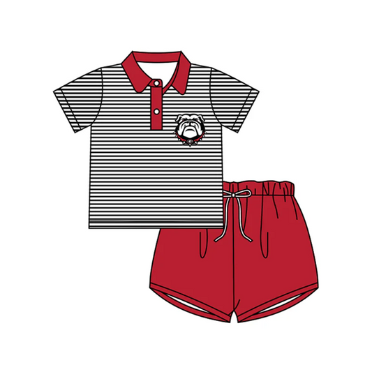 (Custom Design Preorder MOQ 5) Team's Dog Print Boys Summer Clothes Set