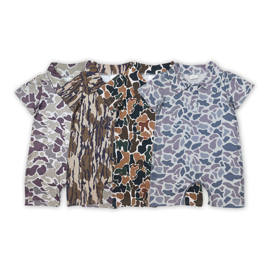 4 Colors Camo Print Baby Boys Summer Romper Brothers Wear