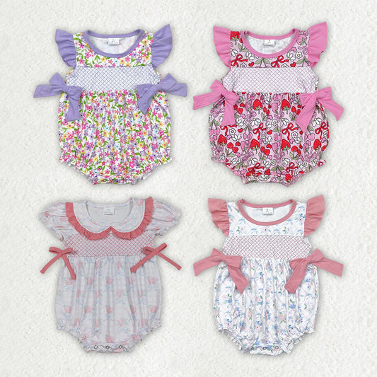 4 Colors Embroidery Baby Girls Summer Romper Sisters Wear
